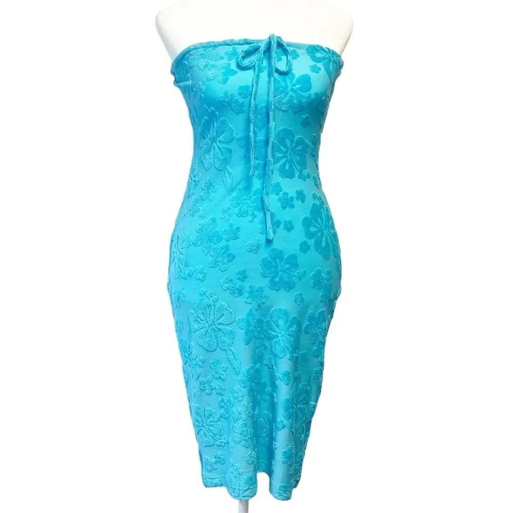 Frankie’s Bikinis Blue Isle Hope Terrycloth Dress Swim Cover